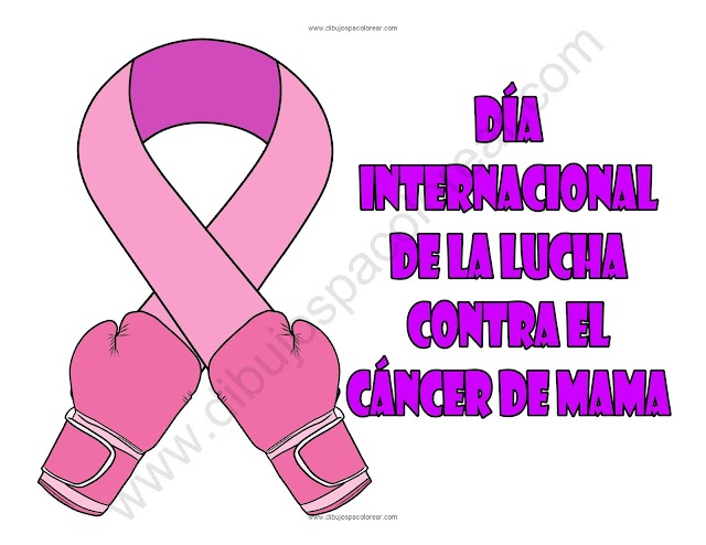 Día Internacional de la Lucha contra el Cáncer de Mama dibujo a color y para colorear